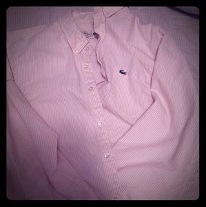 Lacoste Large Pink Striped Buttondown